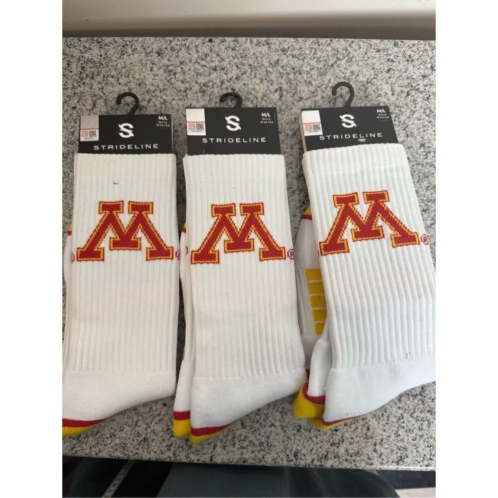 3 Strideline  Minnesota |Premium Knit Crew |Socks NCAA | STYLE# N02204623ML M/L